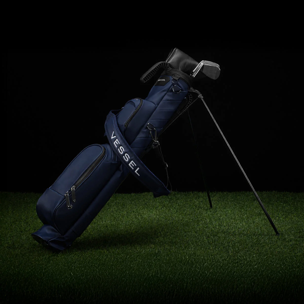 Pencil Stand Bag in Pebbled Navy - Image 7