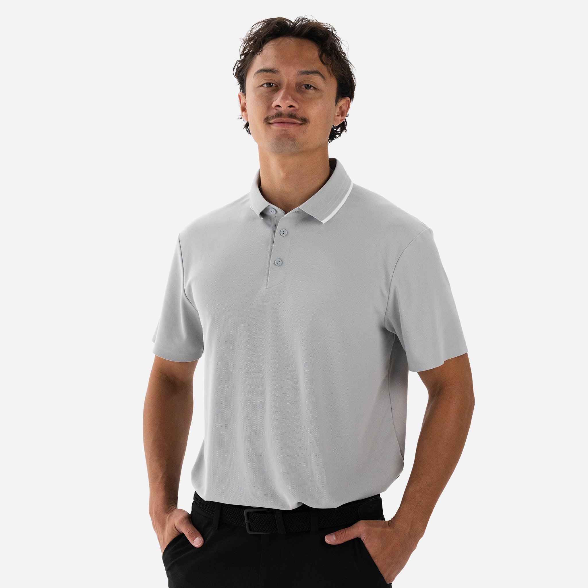 Performance Piqué Polo - Stone Grey - Image 2